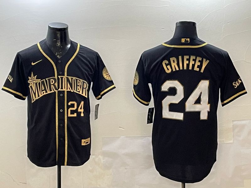 Men Seattle Mariners #24 Griffey Black Gold Game 2025 Nike MLB Jersey style 1